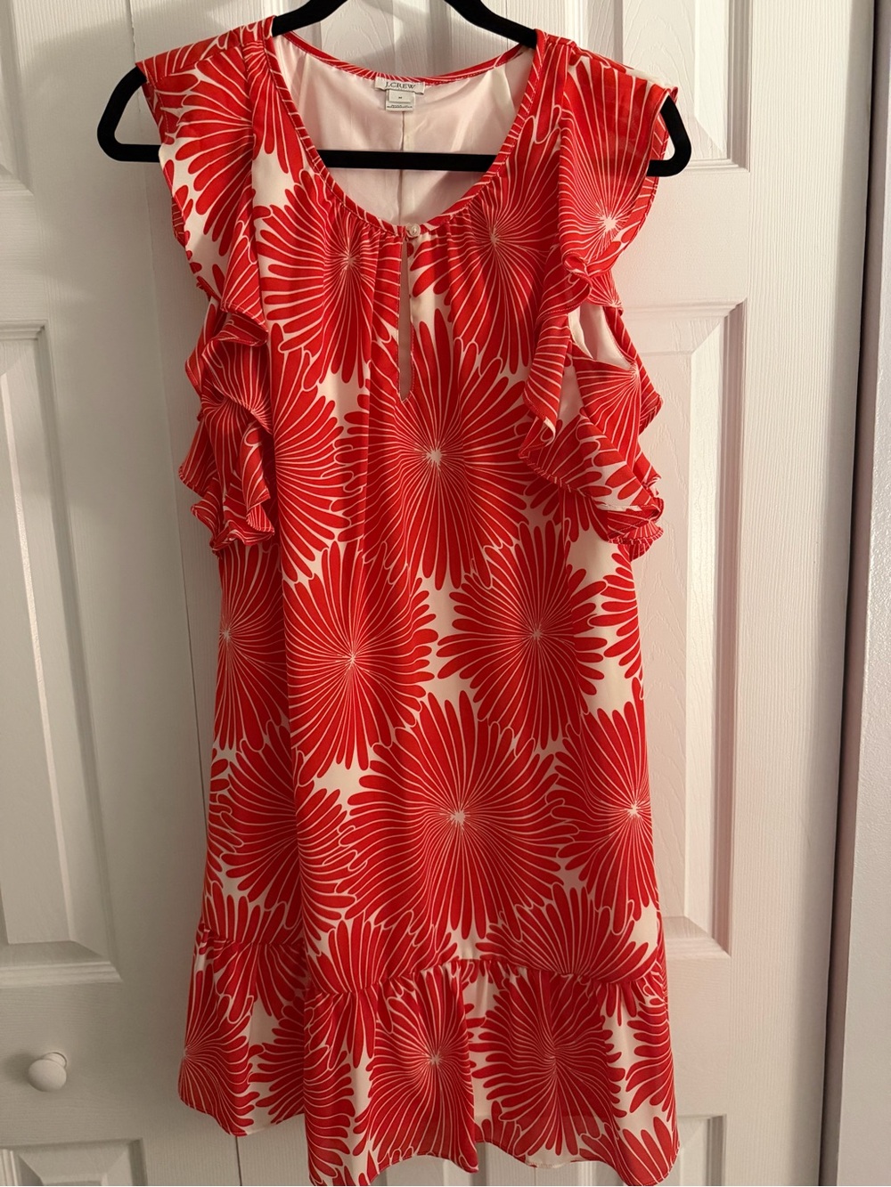 J.Crew Printed Flutter Shift Dress in Red Floral Sunburst | Medium | EUC